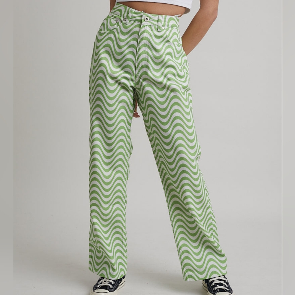 Ragged Priest White & Lime Wave Jean size 26